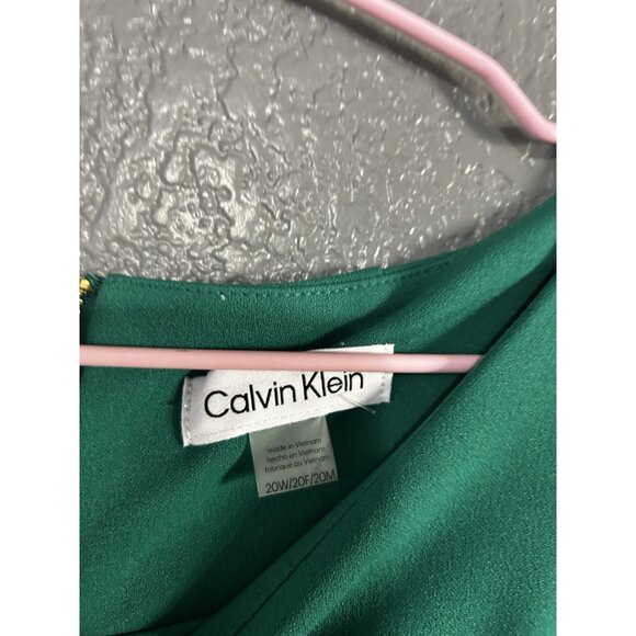 NEW Calvin Klein Bell Sleeve Sheath Dress 20W Green NWT Work Wedding Knee Length - Picture 4 of 7